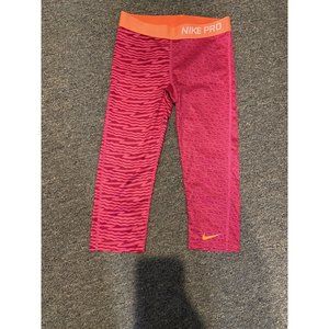 Nike Pro Dryfit Girl’s Fuschia Hot Pink Orange Capri Athletic Crop Pants L 14